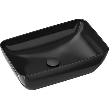 Umyvadlo Ravak Uni 500 R Slim umyvadlo 50x31 cm, bez otvoru pro baterii, bez přepadu, černá lesk (XJX03150000)