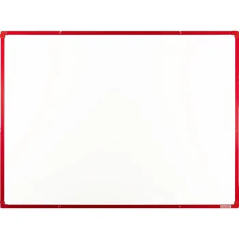 Kancelářský nábytek boardOK Bílá magnetická popisovací tabule s keramickým povrchem boardOK, 1200 x 900 mm, červený rám