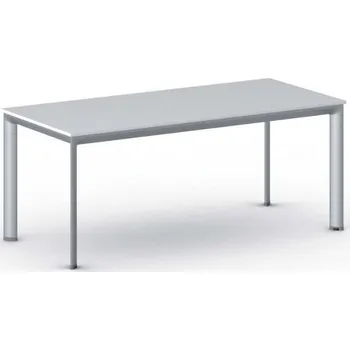 Psací stůl Jednací kancelářský stůl PRIMO INVITATION, 180x80 cm, šedostříbrná podnož, bílá