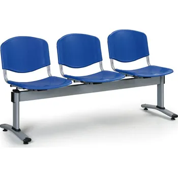 Plastová lavice do čekáren VERONA, 3 místa, modrá