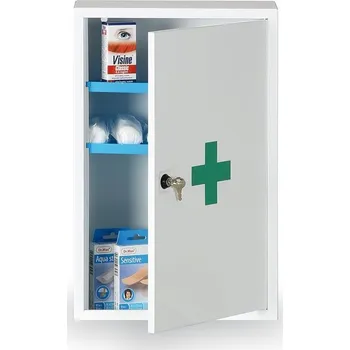 Lékárnička Kovová lékárnička na zeď, 46 x 30 x 14 cm, s náplní DIN 13157