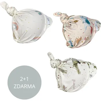 Kojenecká čepice Mimilove Sada bavlněných šátků 2+1 vel. 6-18 měsíců Duha, Golden Birds Rose, Princezna