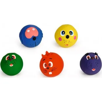 Hračka pro psa Latexová pískací hračka pro psy, míč se zvířecí tváří, mix