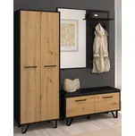 Předsíň PRUDHOE, černá/dub artisan, 5 let záruka + vyzvednutí ZDARMA