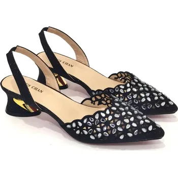 Dámské lodičky Ažurové lodičky s kamínky Velikost: 41, Barva (Varianta): Černá