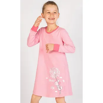 Dívčí noční košile Vienetta Kids Dětská noční košile s dlouhým rukávem Myš s pampeliškou Barva: Růžová - světle, Velikost: 3/4
