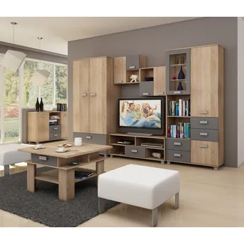 Obývací stěna Obývací stěna KEATING 1, dub sonoma/grafit, 5 let záruka + vyzvednutí ZDARMA