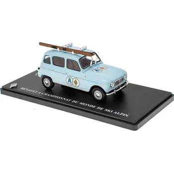 autíčko Renault 4 Championnat du Monde de Ski Alpin 1:43 - Hachette časopis s modelem Renault 4 Championnat du Monde de Ski Alpin 1962 - kovový model