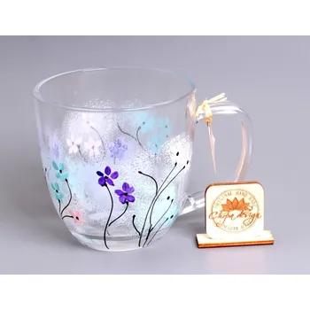 Skleněný hrnek - pomněnky, CHRPA KRNOV