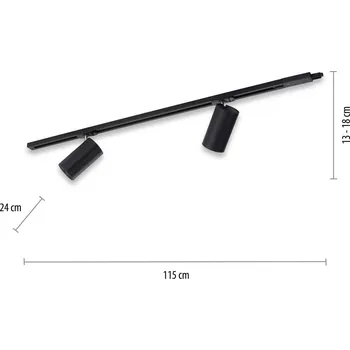Lampička PURE Technik LED kolejnicové světlo, 2 světla, černé - Délka stříšky 104 cm černá, bílá 2 x 18 W LED - Doprava zdarma