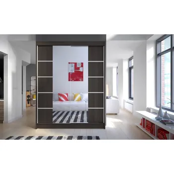 Šatní skříň Šatní skříň se zrcadlem SVEZIA V, čokoládová + vyzvednutí ZDARMA