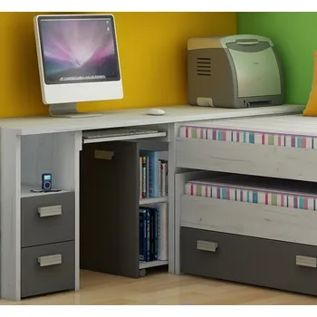 Psací stůl Studentský PC stůl NELLORE 2, univerzální, craft bílý/grafit, 5 let záruka + vyzvednutí ZDARMA