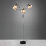 Trio Lighting Stojací lampa Lumina, 3 světla, černá/jantarová, sklo - Délka kabelu 200 cm, Ø tyče 3,2 cm, Ø stínítka 18 cm, 19,5 cm, 14 cm černá, jantarová 3 x 10 W - Doprava zdarma