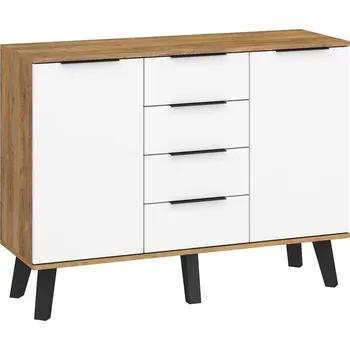 Komoda Komoda OSMAK 2D4S, dub burgundský/bílý lesk, 5 let záruka + vyzvednutí ZDARMA