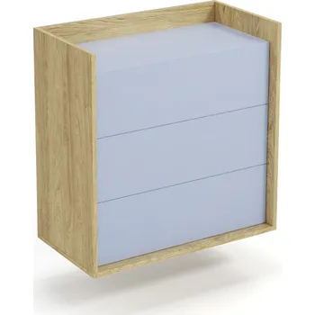 Komoda KALANCHOE komoda 3S, hikor přírodní/nebeská modrá + vyzvednutí ZDARMA