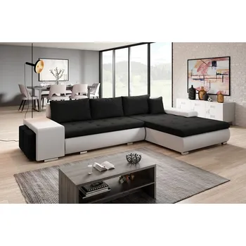 Sedací souprava Rohová rozkládací sedačka COLORITO T 12, černošedá/bílá +možnost VÝNOSU + vyzvednutí ZDARMA