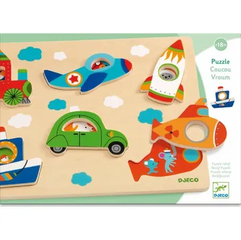 DJECO - Vkládací puzzle s okénky dopravní prostředky