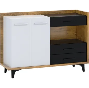 Komoda Komoda KNUT 2D3S, dub burgundský/bílá/černá, 5 let záruka + vyzvednutí ZDARMA