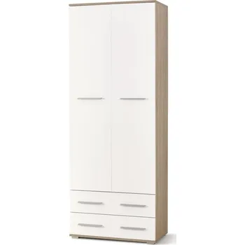Šatní skříň Skříň RYDER 2D2S, dub sonoma/bílý lesk + vyzvednutí ZDARMA