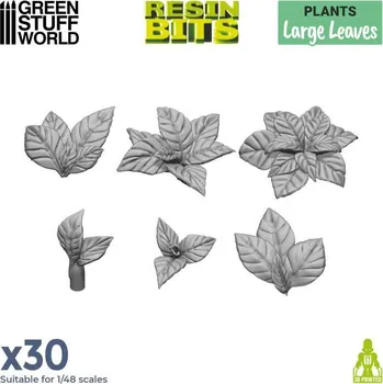Plastikový model 3D Printed Set Large Leaves – 3D tištěné velké rostliny (30 ks)