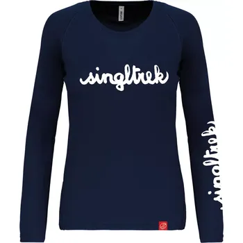cyklistický dres dámský dres s dlouhým rukávem Singltrek Script tmavě modro-bílý
