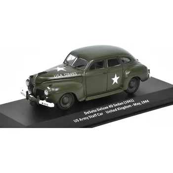 autíčko DeAgostini Desoto Deluxe 4D Sedan 1941 1:43 - časopis Samochody Wojskowe s modelem #47 Desoto Deluxe 4D Sedan 1941 US Army Staff Car May 1944 - kovový model auta