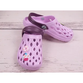 Dívčí obuv Plážová obuv nazouváky gumové pantofle Camminare Flow růžovofialkové lila s ozdůbkami velikost: 32/33