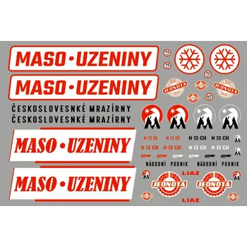 autíčko AutoModels.cz Obtisky na modely 1/43 - Maso - Uzeniny Dekály - obtisky na modely 1:43 - Maso-Uzeniny, LIAZ, Českolovenské mrazírny, Jednota, Frigece