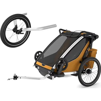 vozík za kolo Thule Chariot Sport 2 G3 DOUBLE Natural gold + jogging kit 2 Dvoumístný multifunkční sportovní vozík za kolo