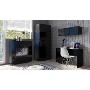 Obývací stěna ArtGiB Dětský pokoj CALABRINI II | černá-černý lesk