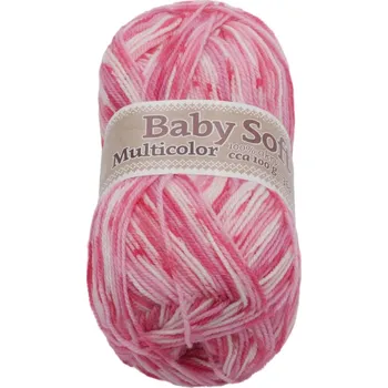 Příze Bellatex Příze BABY SOFT multicolor Bílá,Růžová