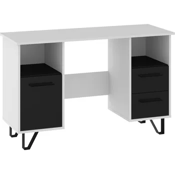 Psací stůl Psací stůl PRUDHOE, bílá/černý lesk, 5 let záruka + vyzvednutí ZDARMA