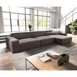 DELIFE Rohová pohovka Sirpio XL 370x170 cm mikrovlákno khaki hnědá variabilní lenoška