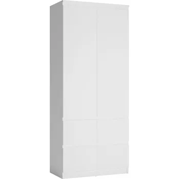 Šatní skříň Skříň ZAIRE 2D4S, alpská bílá/bílý lesk + vyzvednutí ZDARMA