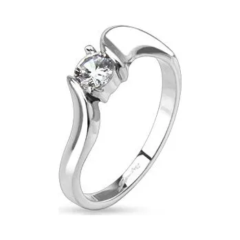 Prsten Šperky4U Dámský ocelový prsten se zirkonem - velikost 51 - OPR1469-51