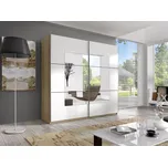 MAGGIE šatní skříň se zrcadlem 200, dub sanremo světlý/bílá +možnost VÝNOSU + vyzvednutí ZDARMA