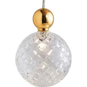 EBB & FLOW Uva L Závěsný míček zlatý čirý malý kostka - Stříška - Ø 8,8 cm, výška 4 cm zlatá, čirá 1 x 1,5 W LED - Doprava zdarma