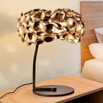 Lampička Schuller Valencia Stolní LED lampa Narisa rose gold - Výška deštníku 15 cm růžově zlatá, tmavě hnědá 3 x 6 W LED - Doprava zdarma