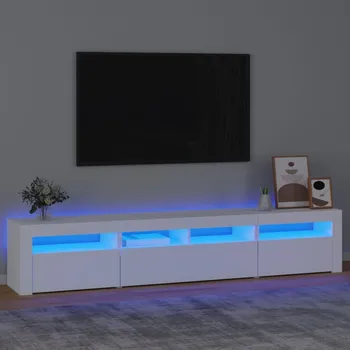 Televizní stolek vidaXL TV skříňka s LED osvětlením bílá 210 x 35 x 40 cm