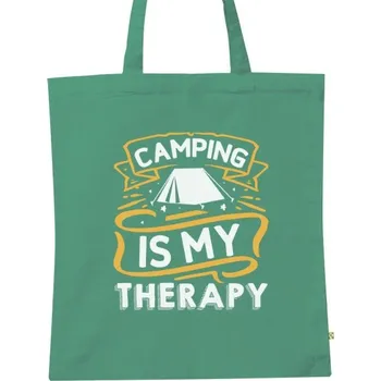 Pánská móda BIO plátěná taška s potiskem Camping is my therapy