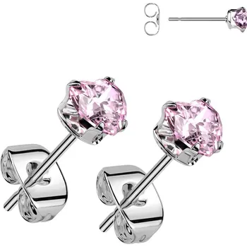 Náušnice Steel Edge Náušnice pecky srdíčka z chirurgické oceli SEHT4 Barva: Růžová