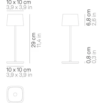 Venkovní osvětlení Zafferano Ofelia 3K dobíjecí stolní lampa IP65 šedá - Výška stínidla 6,8 cm; výška podstavce 0,8 cm tmavě šedá 1 x 2 W LED - Doprava zdarma