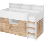 Multifunkční patrová postel DAGOBERT, pravá, bílá/dub sonoma, 5 let záruka +možnost VÝNOSU + vyzvednutí ZDARMA