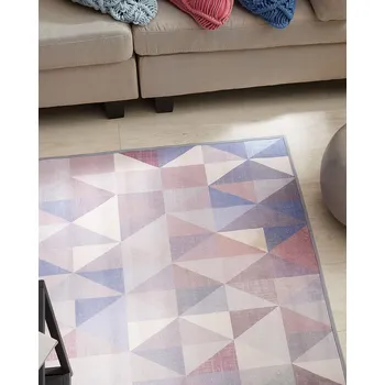 Koberec Koberec modrošedý 80 x 150 cm geometrický dekorativní obývací pokoj ložnice Beliani