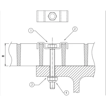 nerez úchyt pro kompozitní rošt M30SM - kompletní s vlnkou