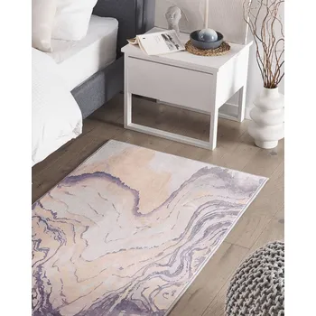 Koberec koberec béžovo-šedý 80 x 150 cm, abstraktní vzor, ​​dekorativní obývací pokoj Beliani