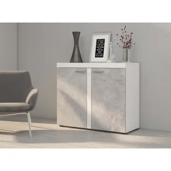 Komoda Komoda KADEN 2D, bílá/beton + vyzvednutí ZDARMA