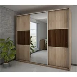 Šatní skříň MELROSE 5 C se zrcadlem, barva: dub sonoma/dub sonoma/dub sonoma tmavý, 5 let záruka +možnost VÝNOSU + vyzvednutí ZDARMA