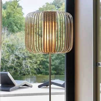 Lampička Forestier Bamboo Light stojací lampa 1 zdroj bílá - kabel 230 cm bílá, světlé dřevo 1 x 60 W - Doprava zdarma