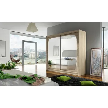 Šatní skříň Šatní skříň GAMBA VIII, dub sonoma/zrcadlo +možnost VÝNOSU + vyzvednutí ZDARMA